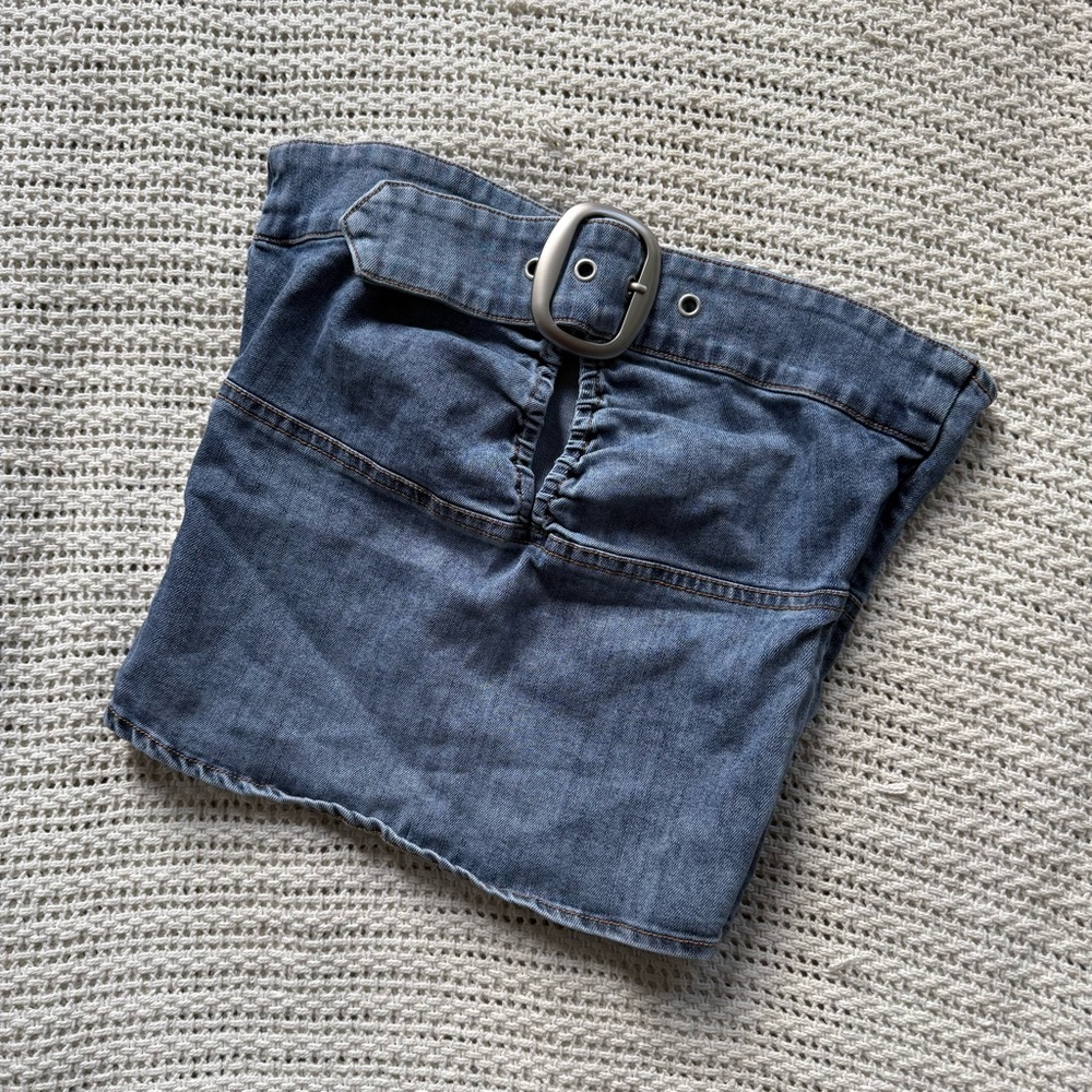 I.AM.GIA Light Blue Denim Belted Top